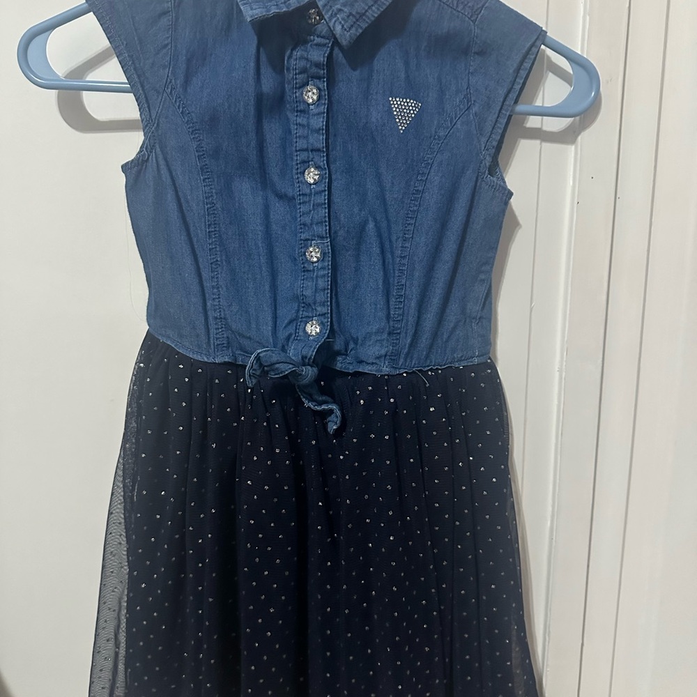 Guess Kids Denim & Tulle Dress Size 6x